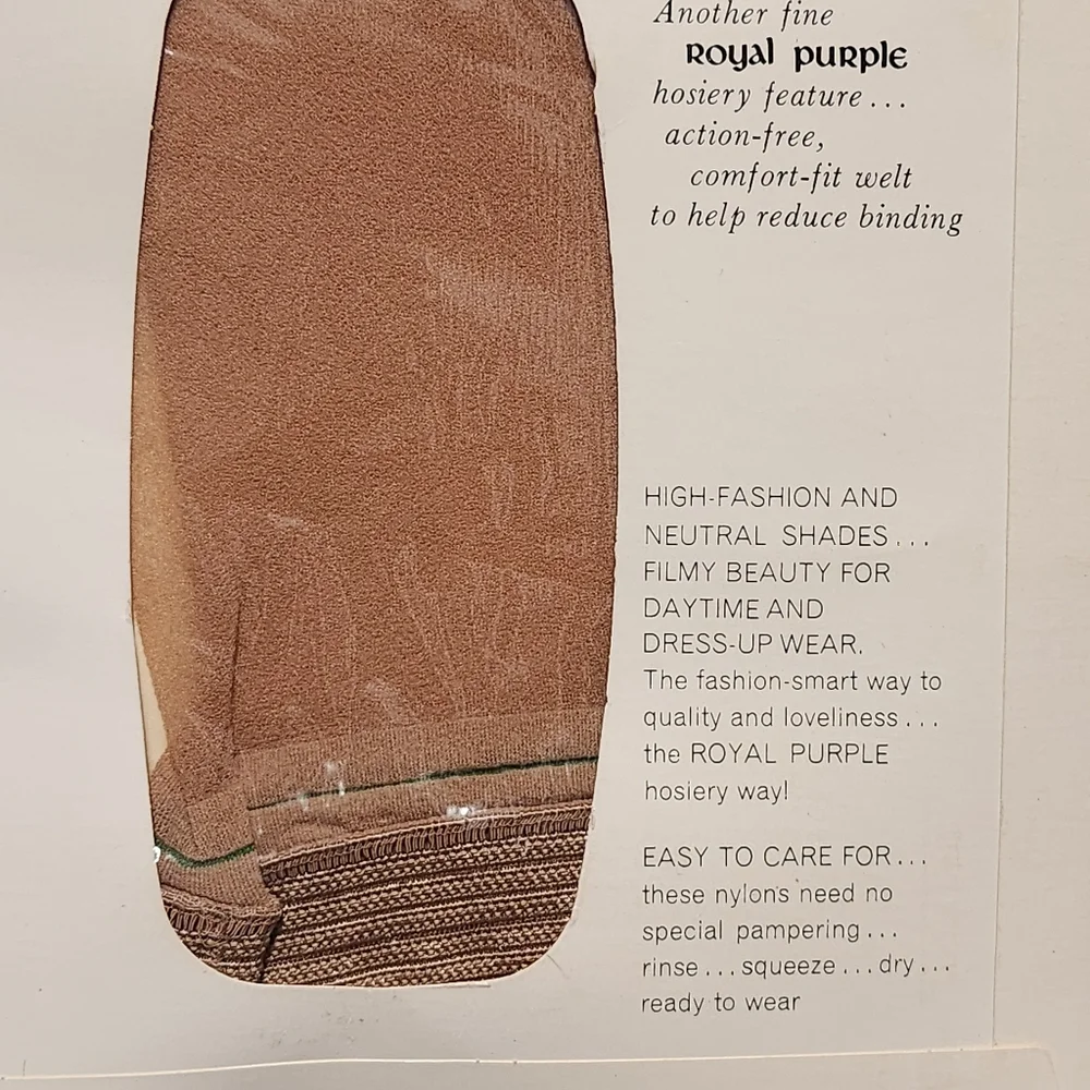 VINTAGE SEARS Royal Purple Hosiery Women A 8.5-9 Sand Seamless Ultra Sheer